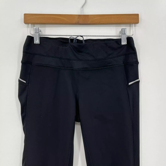 Athleta Leggings Women's Size S Black Elastic Waist Logo Skinny Ankle Zip - Picture 2 of 10
